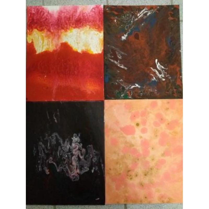 Acrylic pour & swipe schilderijen - diversen
