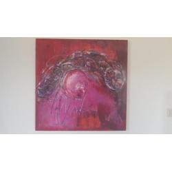 Modern origineel abstract schilderij Inge Lensing 100x100