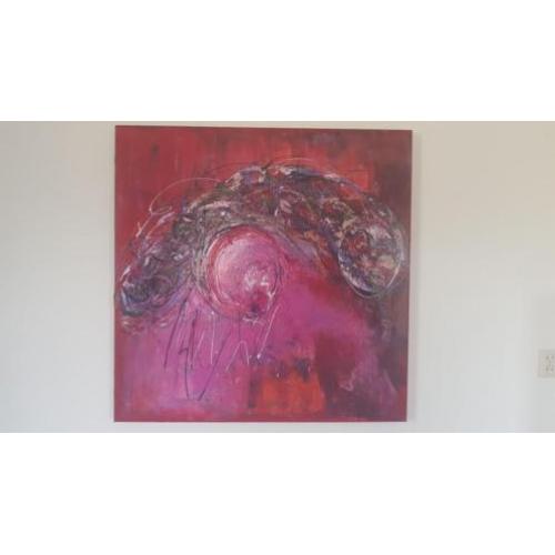 Modern origineel abstract schilderij Inge Lensing 100x100