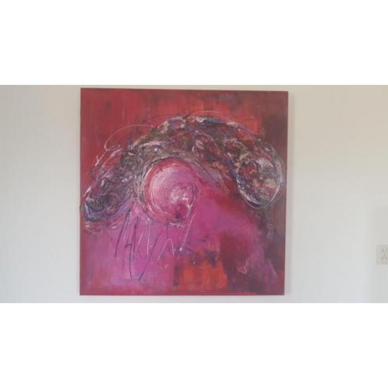 Modern origineel abstract schilderij Inge Lensing 100x100