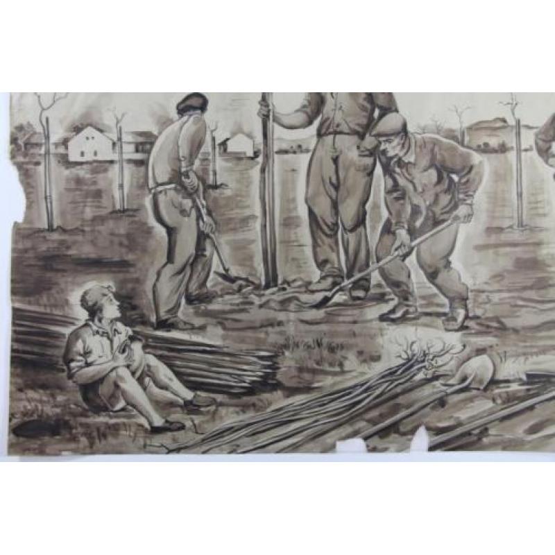 Tekening Czech republic 36 x 50 cm. Bomen planten