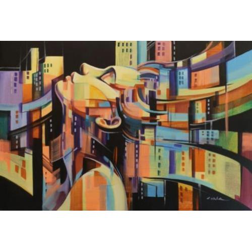 "City Rythm "Acrylschilderij van Gaya Bukova