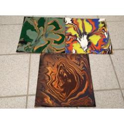 Acrylic pour & swipe schilderijen - diversen