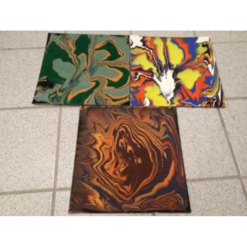 Acrylic pour & swipe schilderijen - diversen