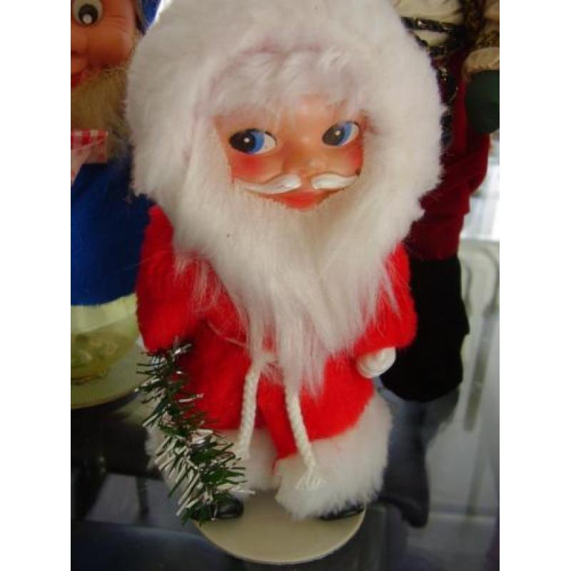4 hele oude retro kerstmannen, kerst man, kerstmannetjes