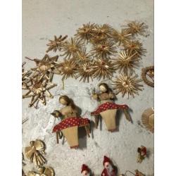 Rieten kerstboom hangers