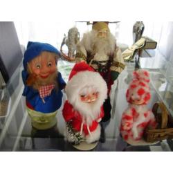 4 hele oude retro kerstmannen, kerst man, kerstmannetjes