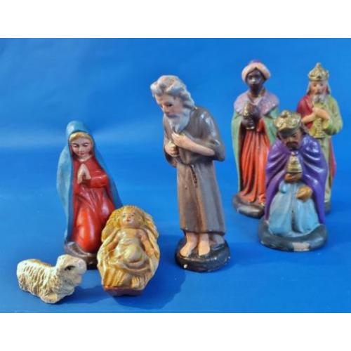 vintage Marolin kerstgroep 10 cm hoog