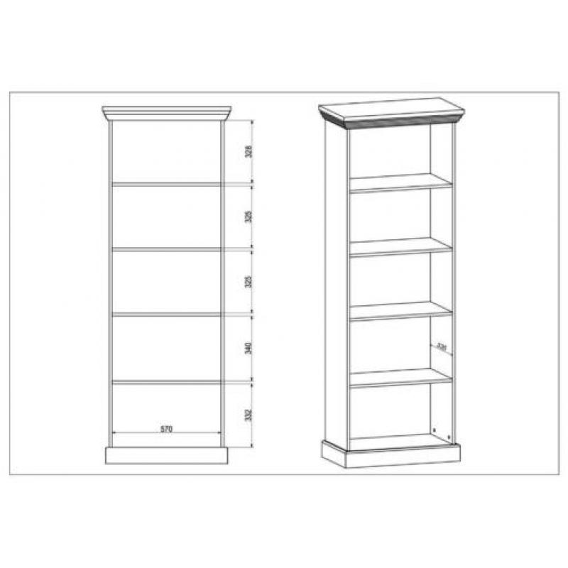 Boekenkast River - Wit - Eiken - 68 cm - Kast - Open vakken