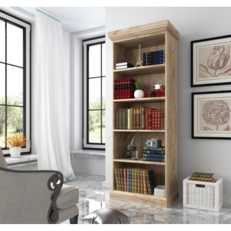 Boekenkast River - Wit - Eiken - 68 cm - Kast - Open vakken