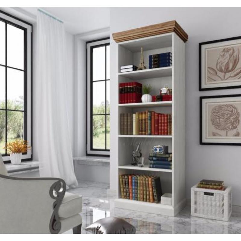 Boekenkast River - Wit - Eiken - 68 cm - Kast - Open vakken