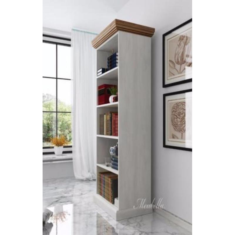 Boekenkast River - Wit - Eiken - 68 cm - Kast - Open vakken