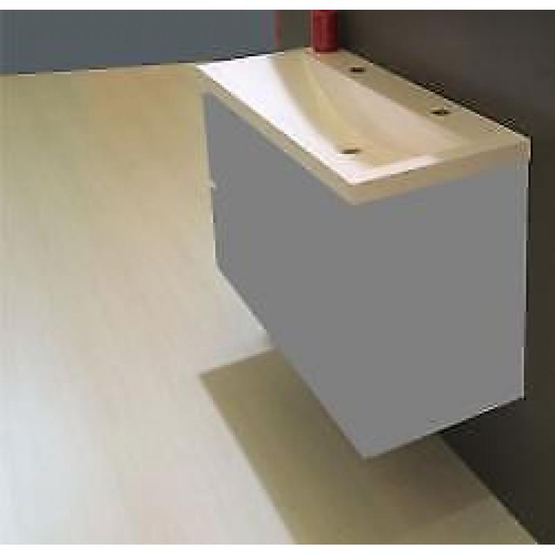 Wiesbaden wastafel 100cmx36cm twee kraangaten wit