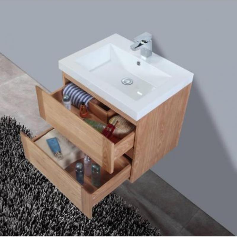 Badmeubel Trend Wood 80Cm Massief Geolied Eiken
