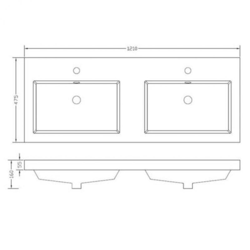 Badkamermeubel Luna 120X47 Houtnerf Grijs (4 Laden)
