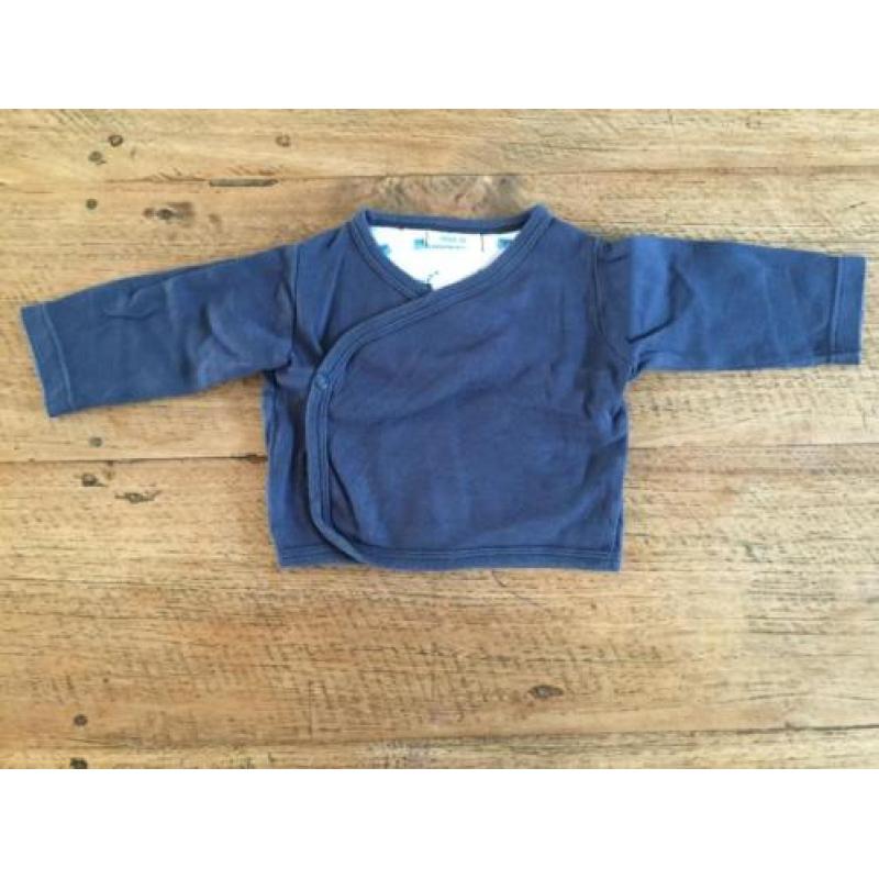 Hema setje: donkerblauw overslag vest/trui en broek, maat 50