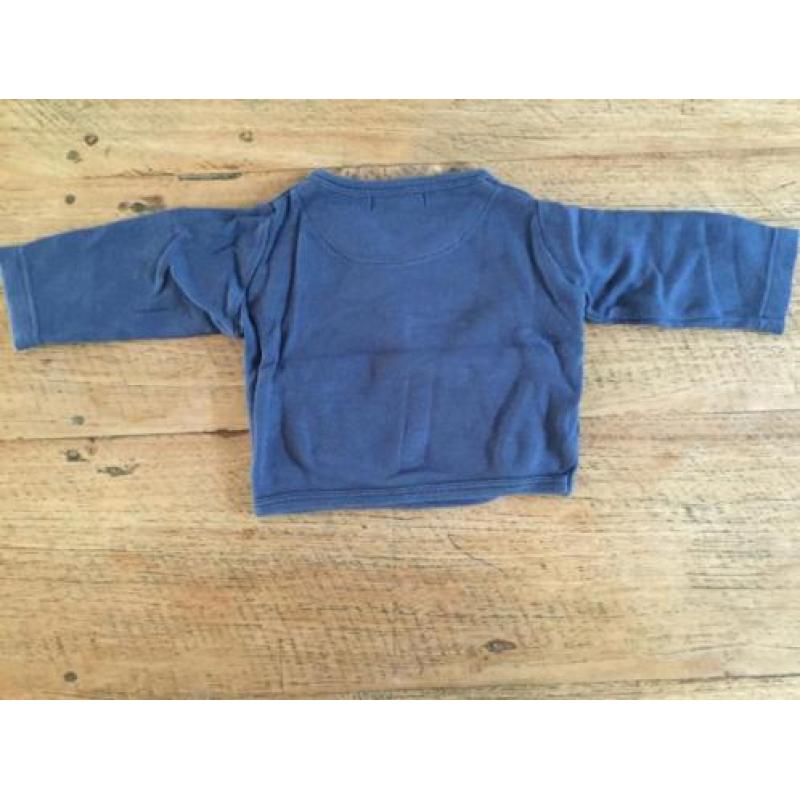 Hema setje: donkerblauw overslag vest/trui en broek, maat 50