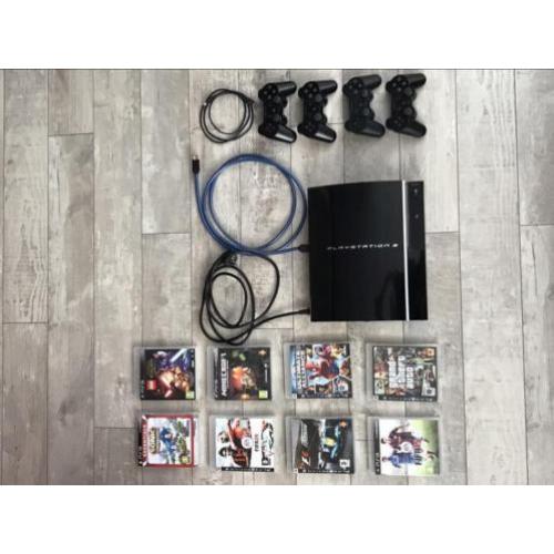 PlayStation 3 met 4 controllers en 8 spellen (PS3)