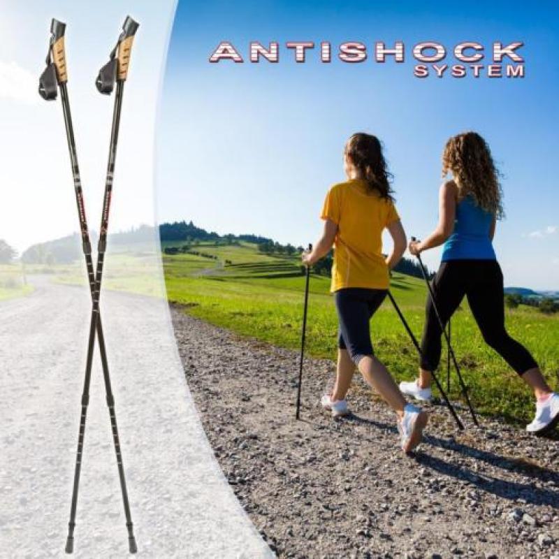 2 paar Nordic walking stokken antishock zwart 401976