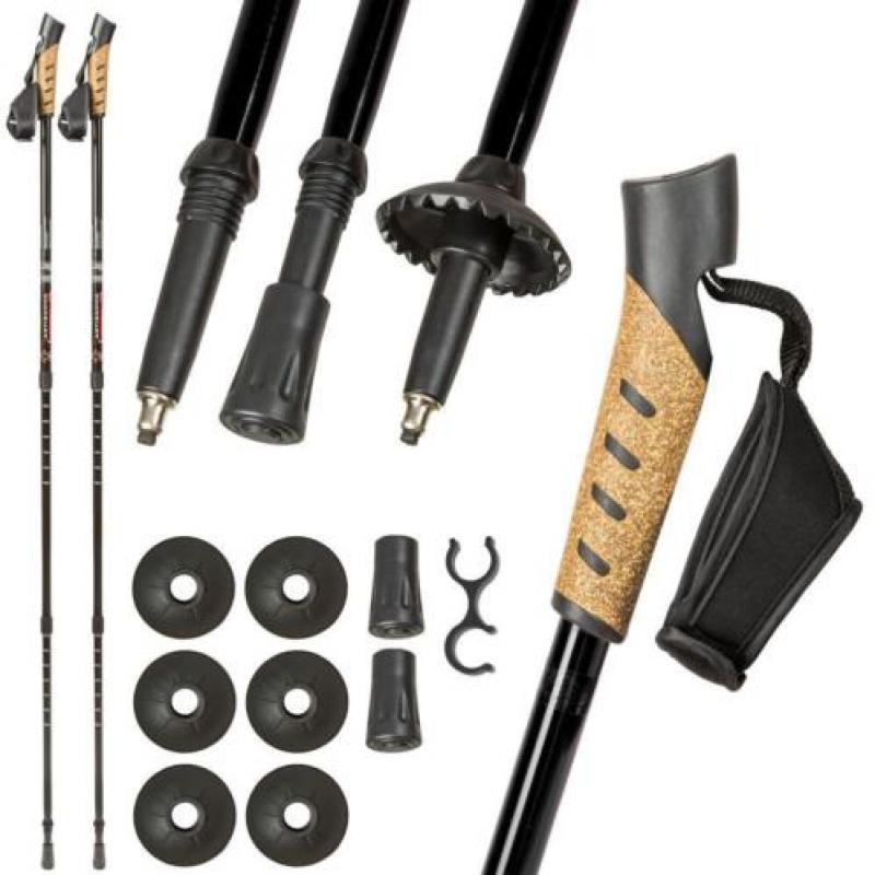 2 paar Nordic walking stokken antishock zwart 401976